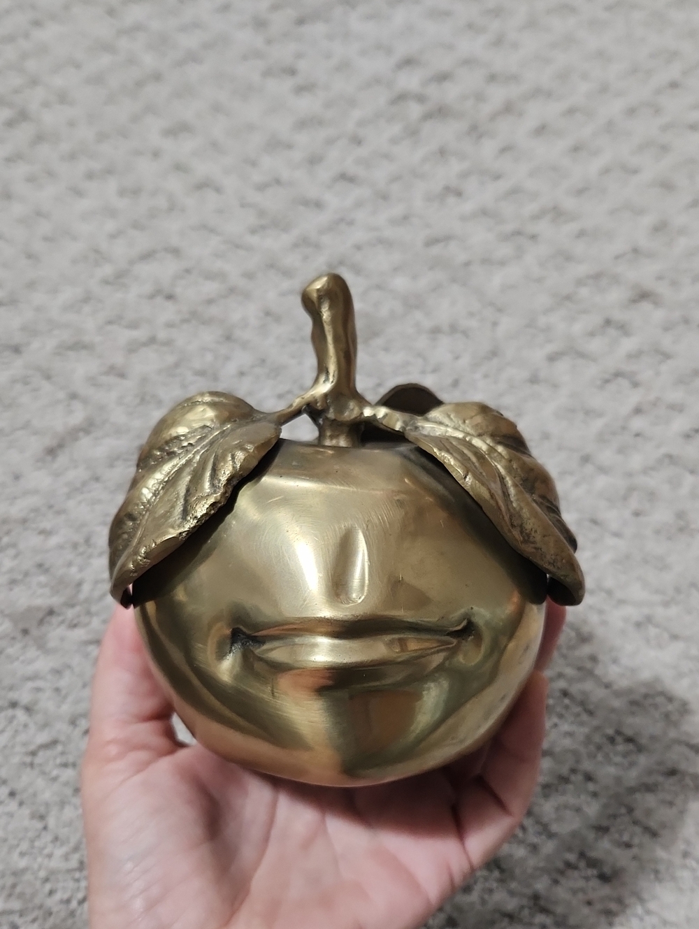Brass Apple Sculpture Pomme Bouche  Decor Paperweight - Picture 12 of 13
